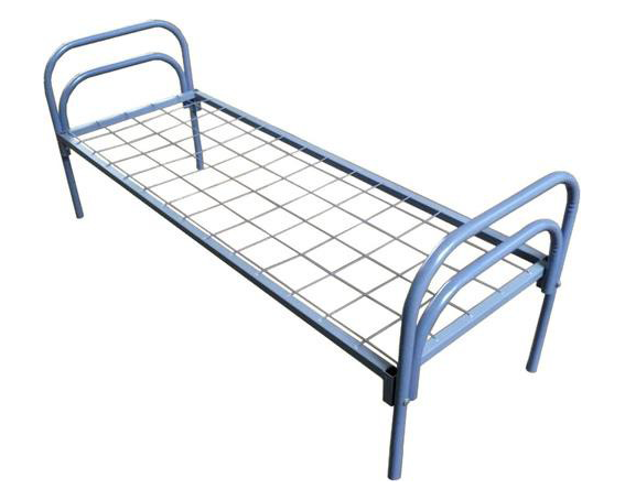 Кровать металлическая одноярусная ЭКОНОМ спинка металлическая электросварная труба, цвет кровати: серый и под заказ модель 1КМД0